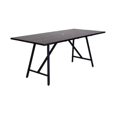 Armen Living Koala Outdoor Patio Dark Eucalyptus Wood and Metal Rectangle Dining Table 840254332317